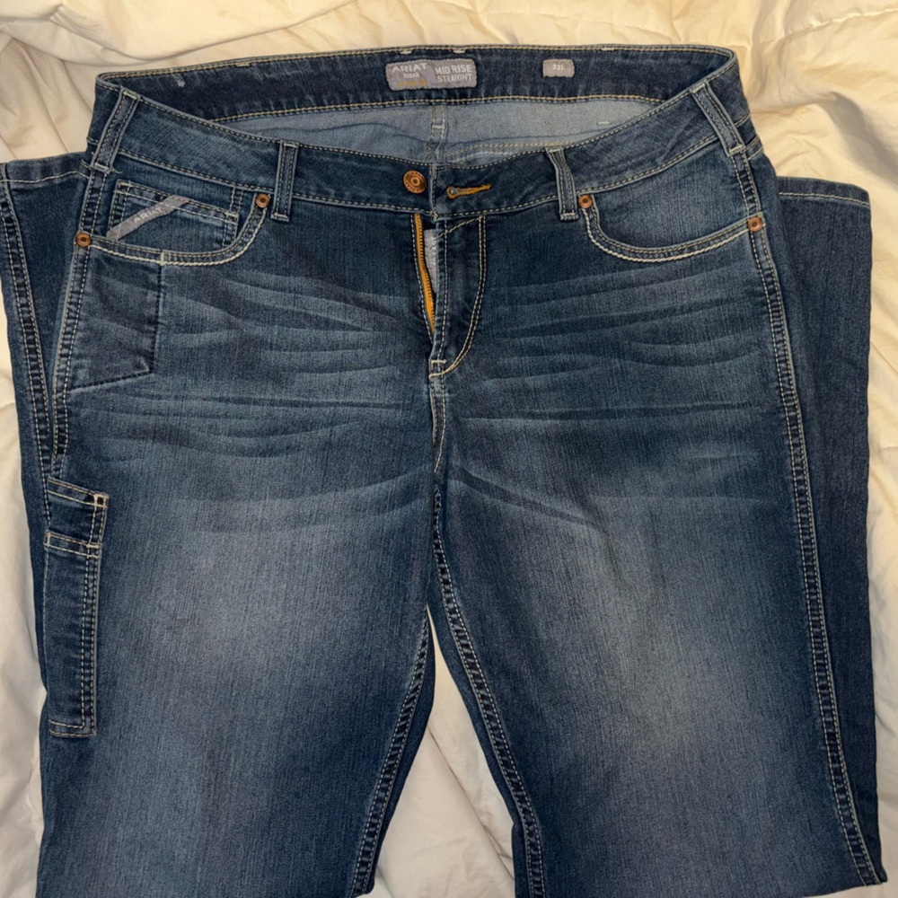 Ariat Rebar Women's Mid rise Straight Leg Blue Jeans 33L